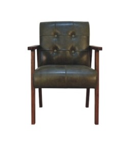 Fauteuil en cuir de buffle olive