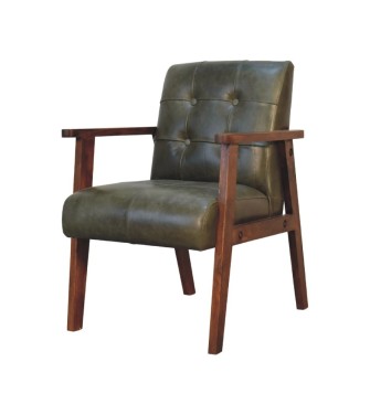 Olive Buffalo Leather Chair