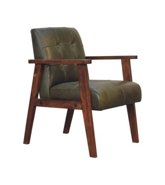 Olive Buffalo Leather Chair
