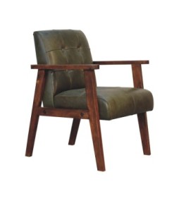 Olive Buffalo Leather Chair
