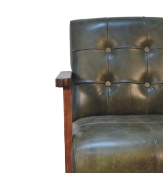 Olive Buffalo Leather Chair