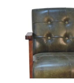 Olive Buffalo Leather Chair