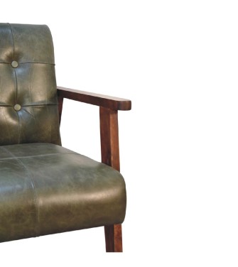 Olive Buffalo Leather Chair