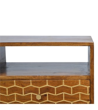 Meuble TV à tiroirs à motif artistique doré
