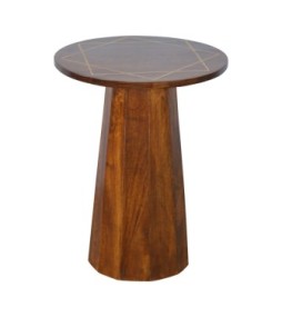 Geometric Brass Inlay End Table