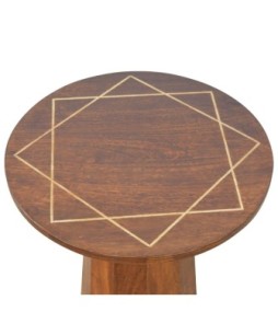 Geometric Brass Inlay End Table