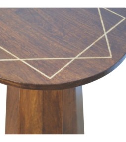 Geometric Brass Inlay End Table