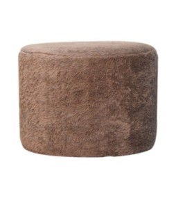 Repose-pieds rond en fausse fourrure couleur moka