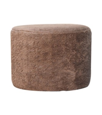 Repose-pieds rond en fausse fourrure couleur moka