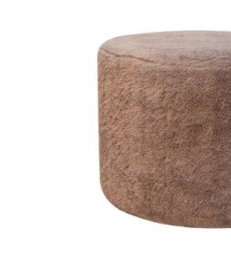Repose-pieds rond en fausse fourrure couleur moka