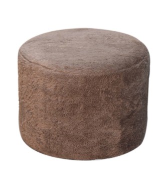 Repose-pieds rond en fausse fourrure couleur moka