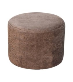Repose-pieds rond en fausse fourrure couleur moka
