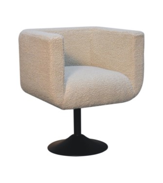 Cream Boucle Swivel Chair