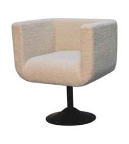 Cream Boucle Swivel Chair