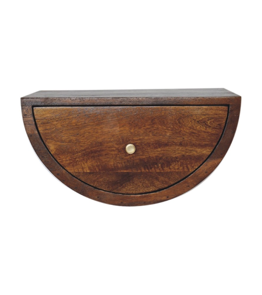 Table de chevet flottante Crescent - finition châtaigne