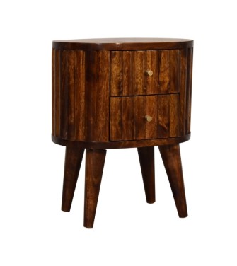 Table de chevet rayée châtaigne