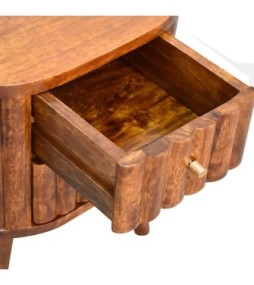 Table de chevet rayée châtaigne