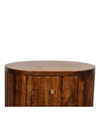 Table de chevet rayée châtaigne