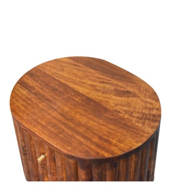 Table de chevet rayée châtaigne