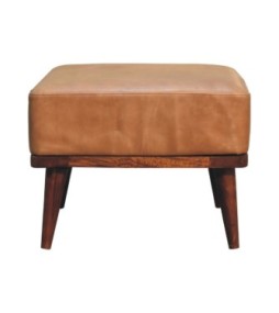 Repose-pieds en cuir de buffle beige