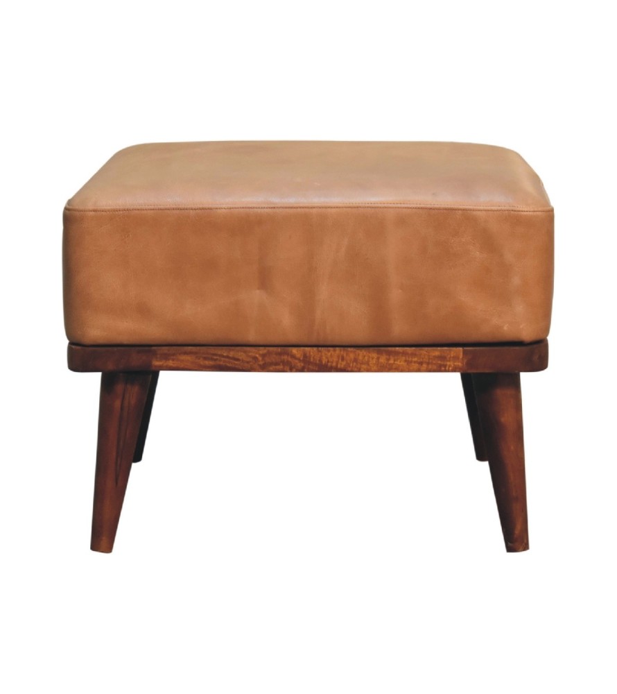 Repose-pieds en cuir de buffle beige