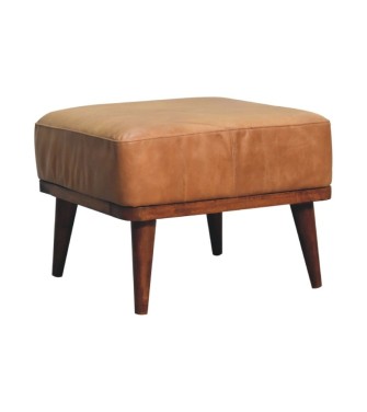 Repose-pieds en cuir de buffle beige