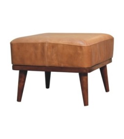 Repose-pieds en cuir de buffle beige
