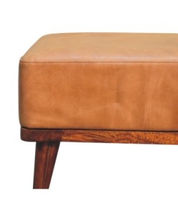 Repose-pieds en cuir de buffle beige