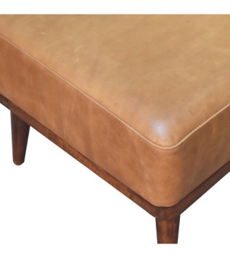 Repose-pieds en cuir de buffle beige