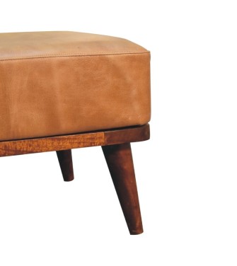 Repose-pieds en cuir de buffle beige