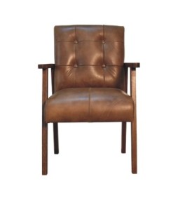 Fauteuil en cuir de buffle marron