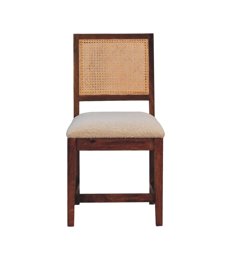 Cream Boucle Rattan Chair