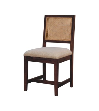 Cream Boucle Rattan Chair