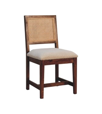 Cream Boucle Rattan Chair