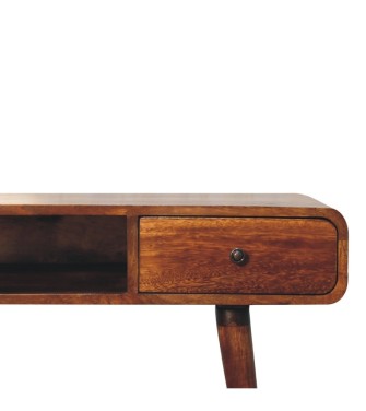 Bureau finition châtaigne courbé