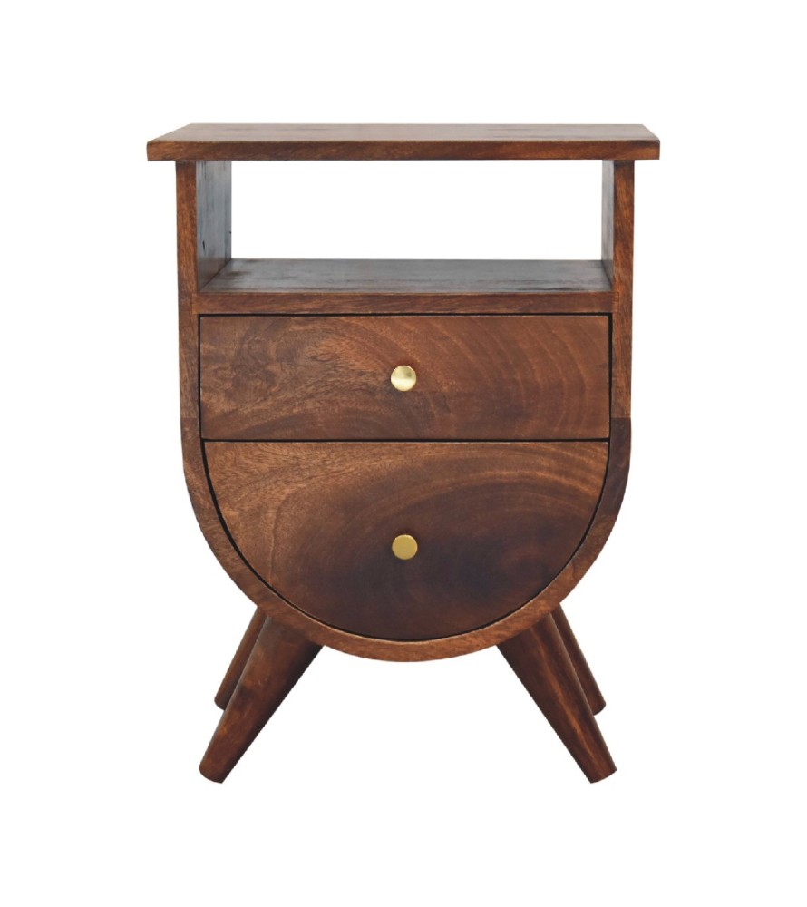 Table de chevet finition châtaigne fendu