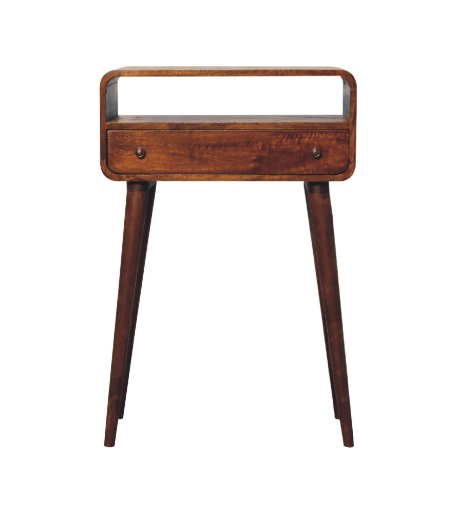 Chestnut Nordic Style One Drawer & One Open Slot Console Table
