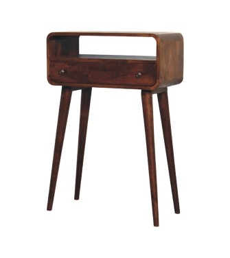 Chestnut Nordic Style One Drawer & One Open Slot Console Table