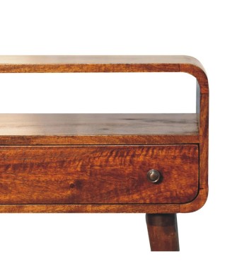 Chestnut Nordic Style One Drawer & One Open Slot Console Table