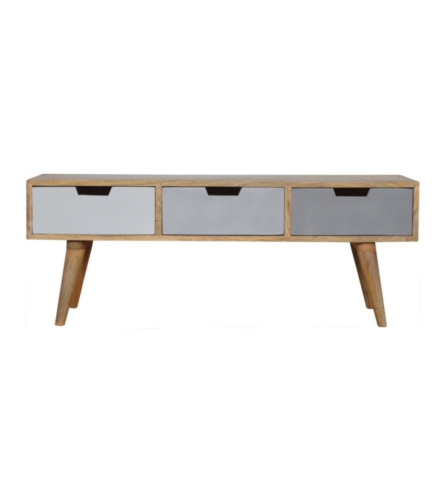Grey Painted 3 Drawer Media Unit