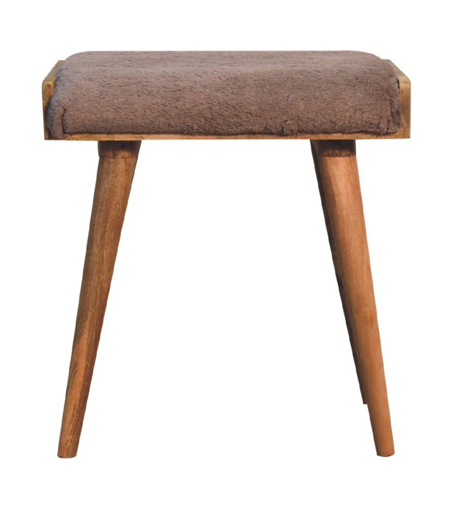Repose-pieds style fourrure synthétique moka