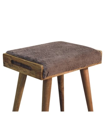 Repose-pieds style fourrure synthétique moka