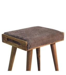 Repose-pieds style fourrure synthétique moka