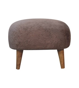 Mocha Faux Fur Square Stool