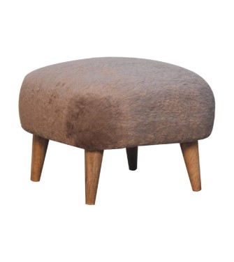 Mocha Faux Fur Square Stool