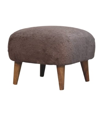 Mocha Faux Fur Square Stool