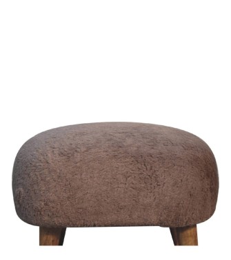 Mocha Faux Fur Square Stool