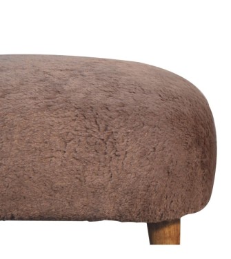 Mocha Faux Fur Square Stool