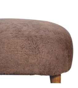 Mocha Faux Fur Square Stool