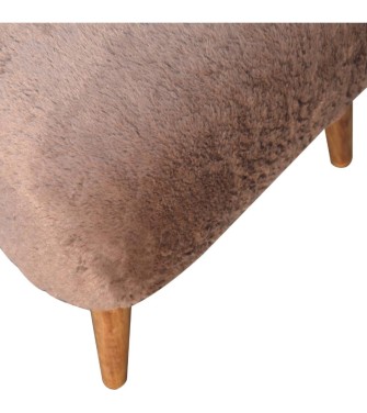 Mocha Faux Fur Square Stool